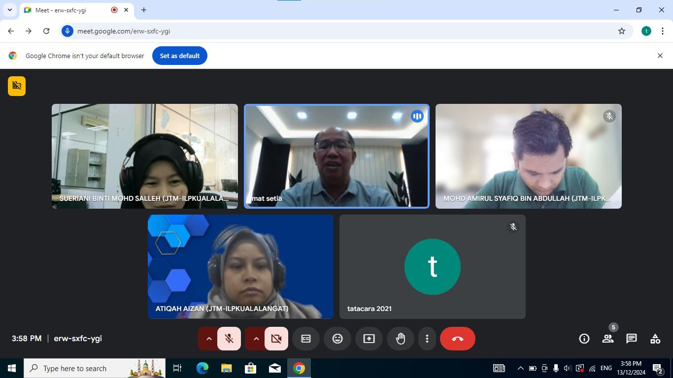 Mesyuarat secara dalam talian bersama ILP Kuala Langat